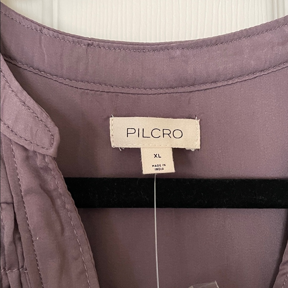 MWT: Pilcro-Long-Sleeve V-neck Mini Shirt Dress - Picture 3 of 6